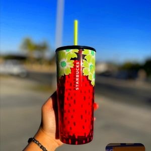 Starbucks Pink Strawberry Fields Floral Glass Summer 2022 Tumbler Cup